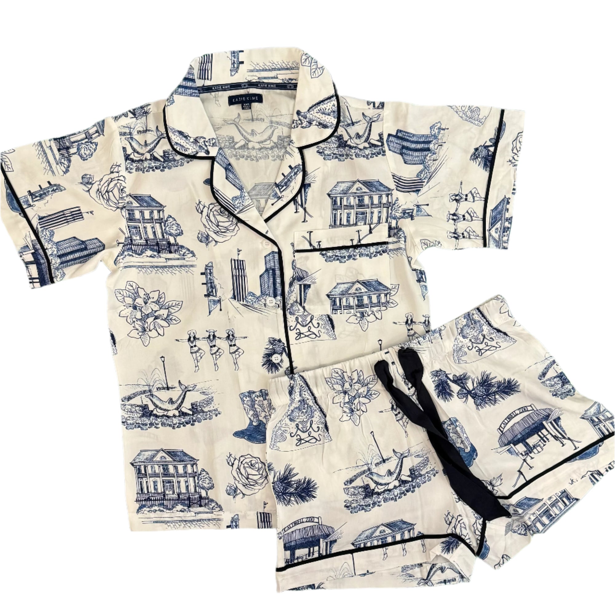 Tyler Toile Pajama Short Set- Navy