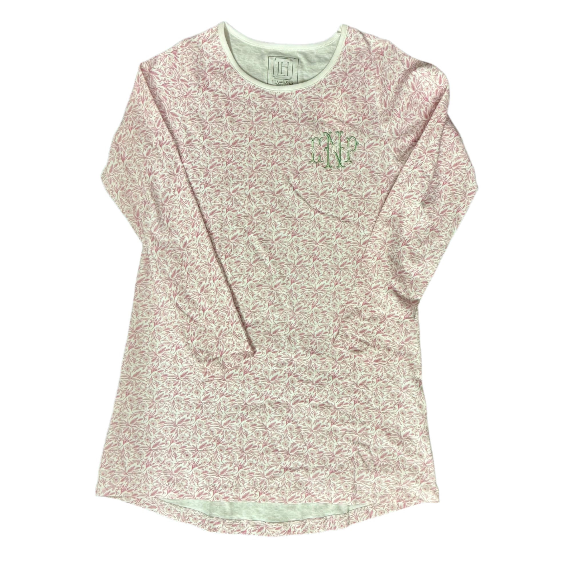 Berkeley Longsleeve Shirt Dress Loungewear-- Pretty Pink Blooms