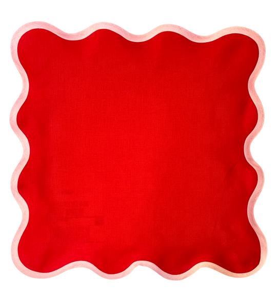 Scalloped Linen Square Napkin or Placemat