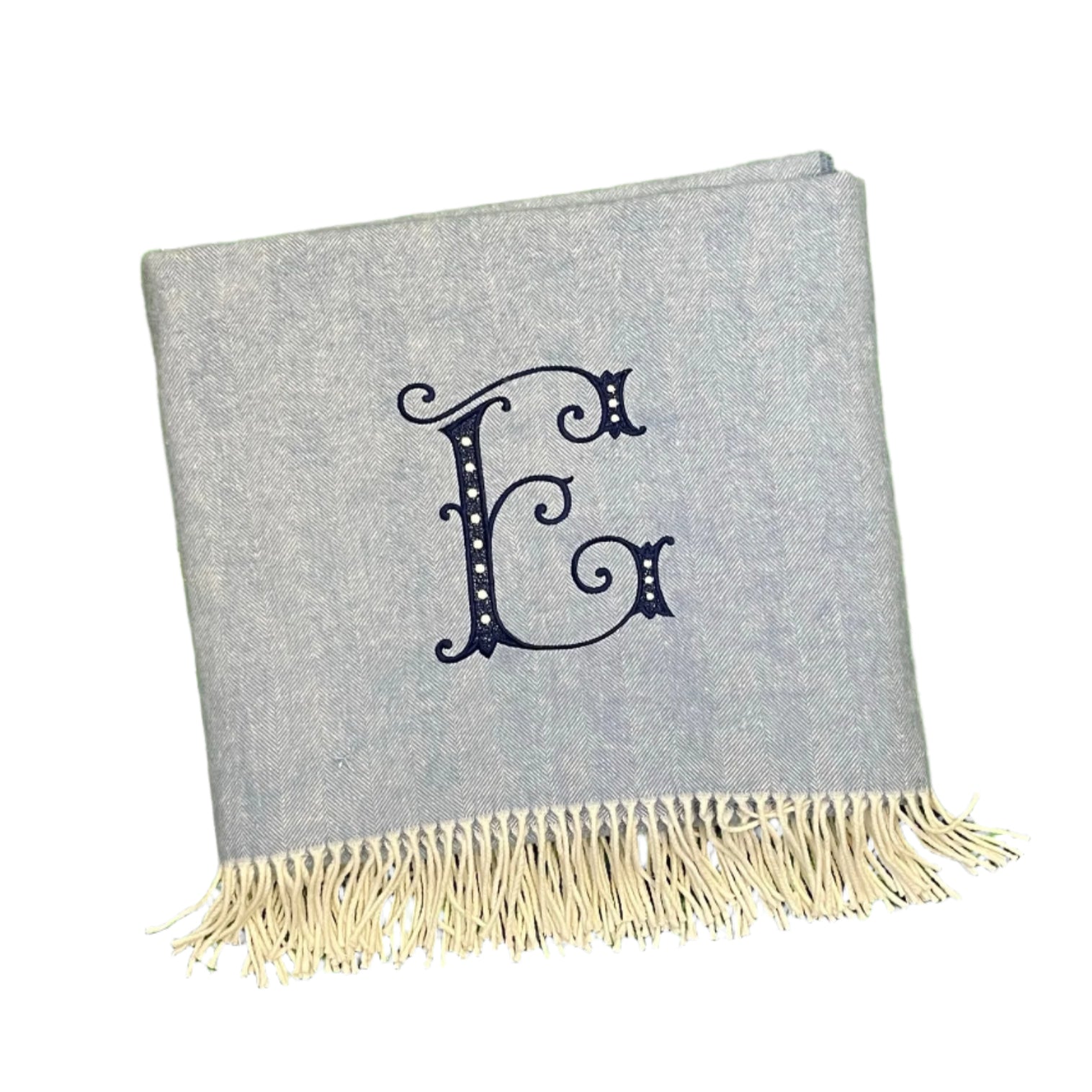 Italian Herringbone Throw - Chambray
