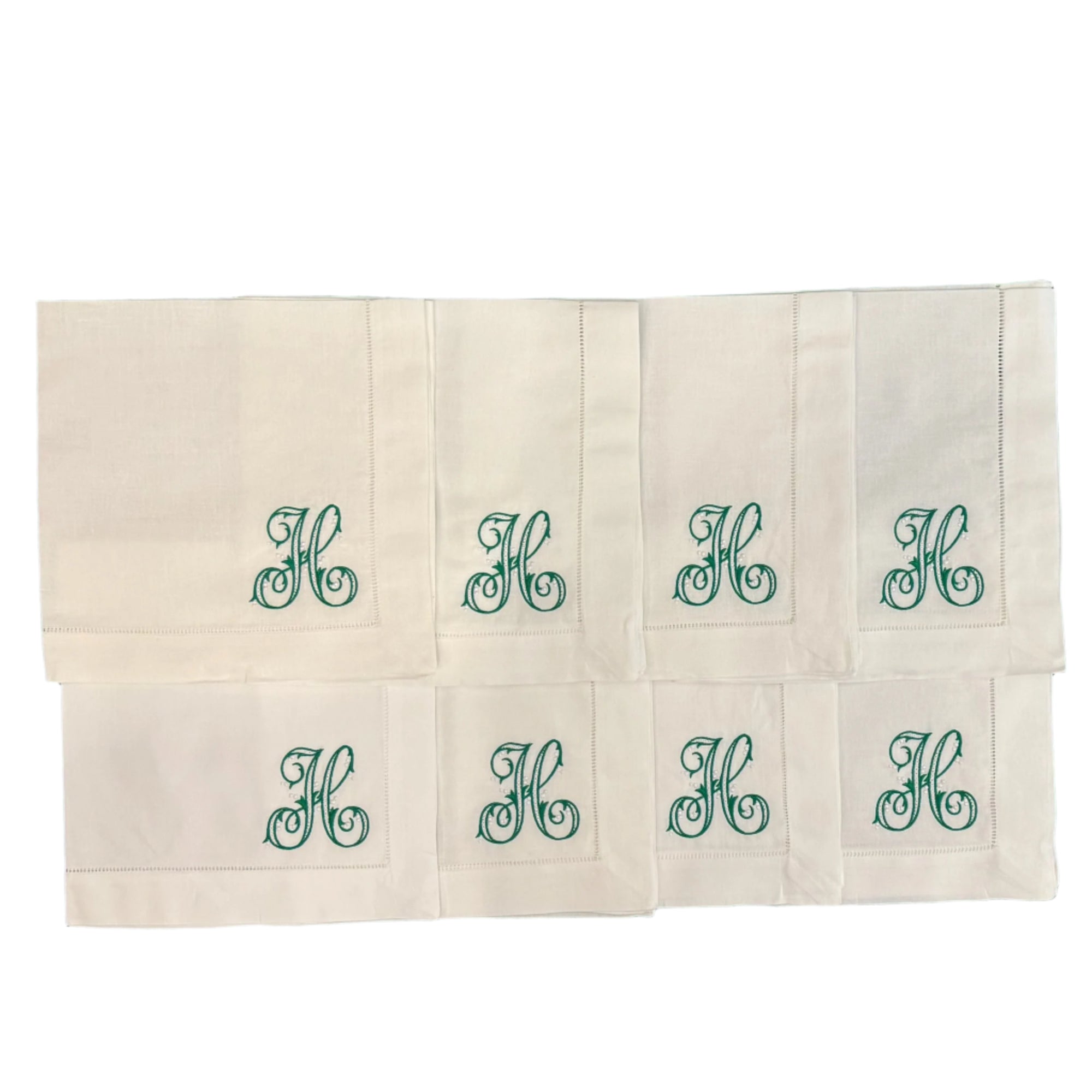 Hemstitched White Linen Dinner Napkins