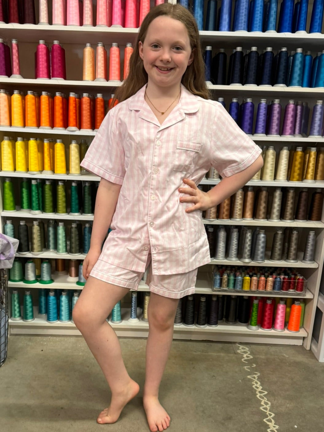 Petite Plume Pink Gingham Short Pajama Set