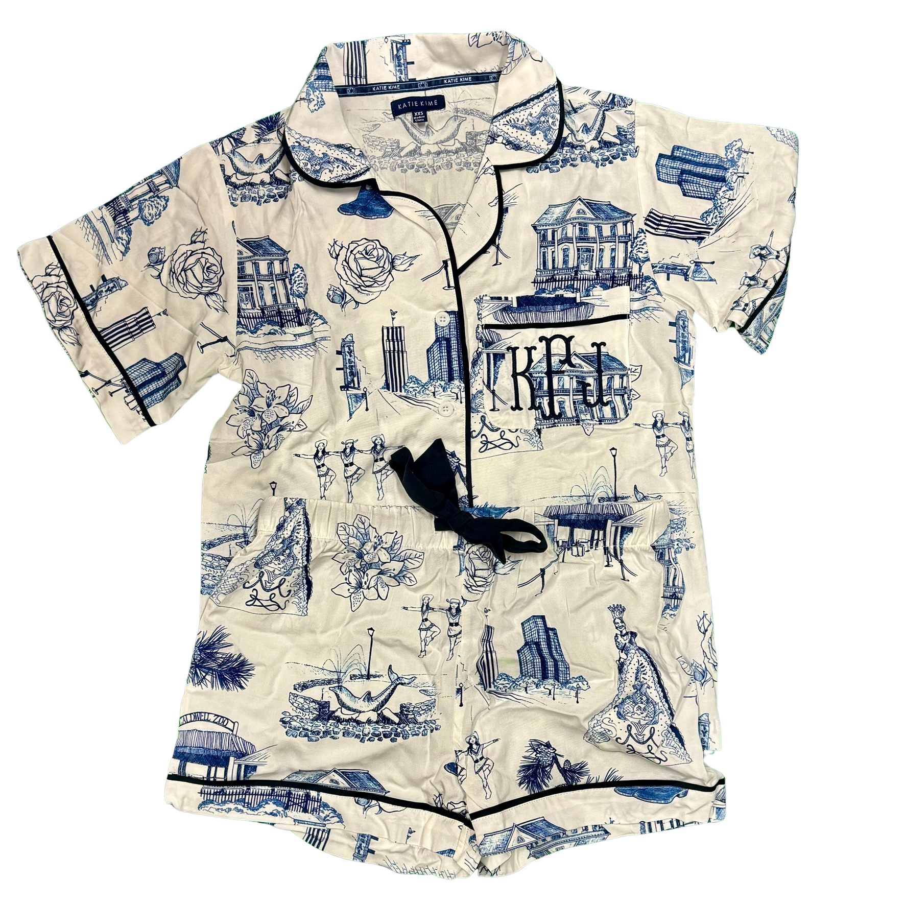 Tyler Toile Pajama Short Set- Navy