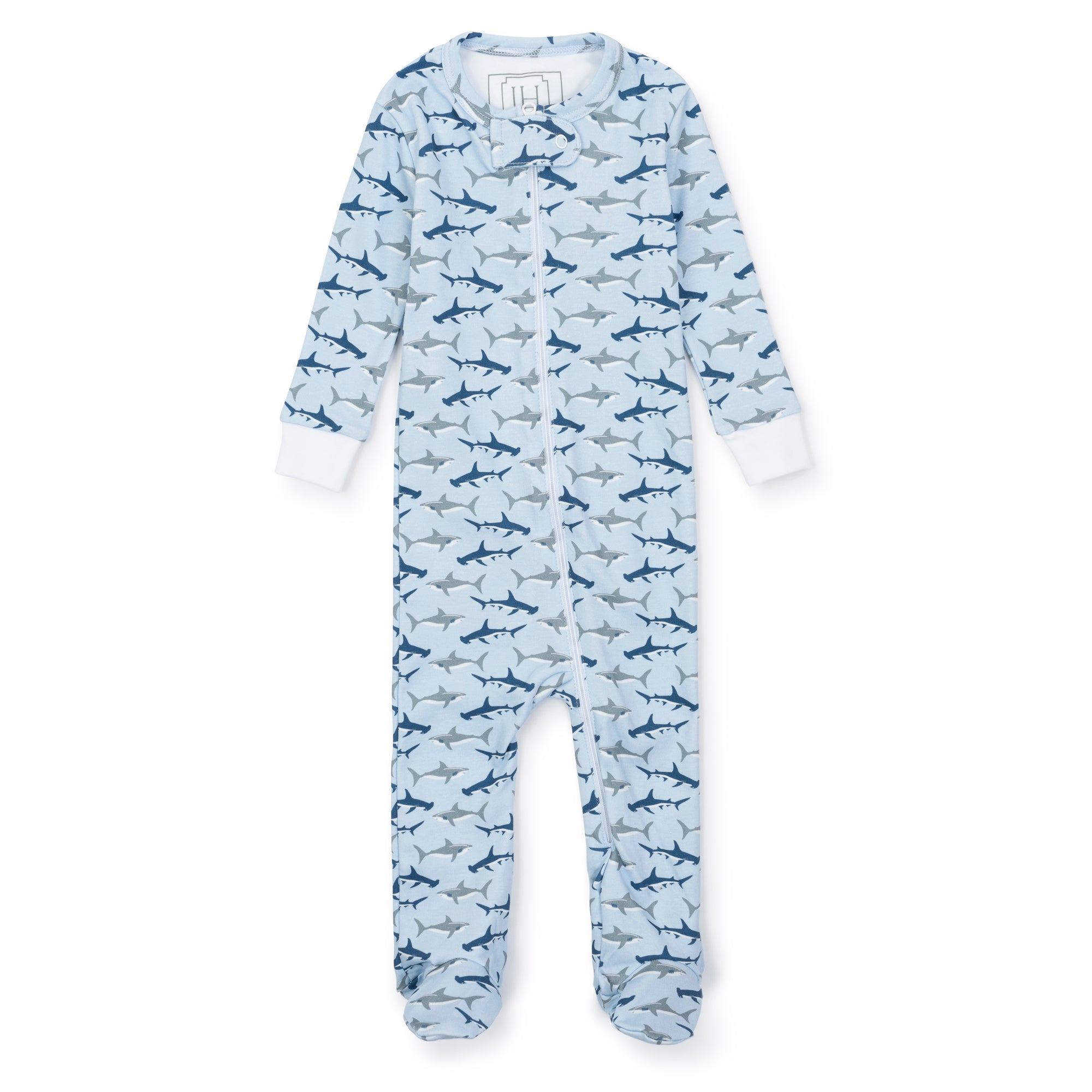 Parker Zipper Pima Cotton Pajamas-- Swimming Sharks