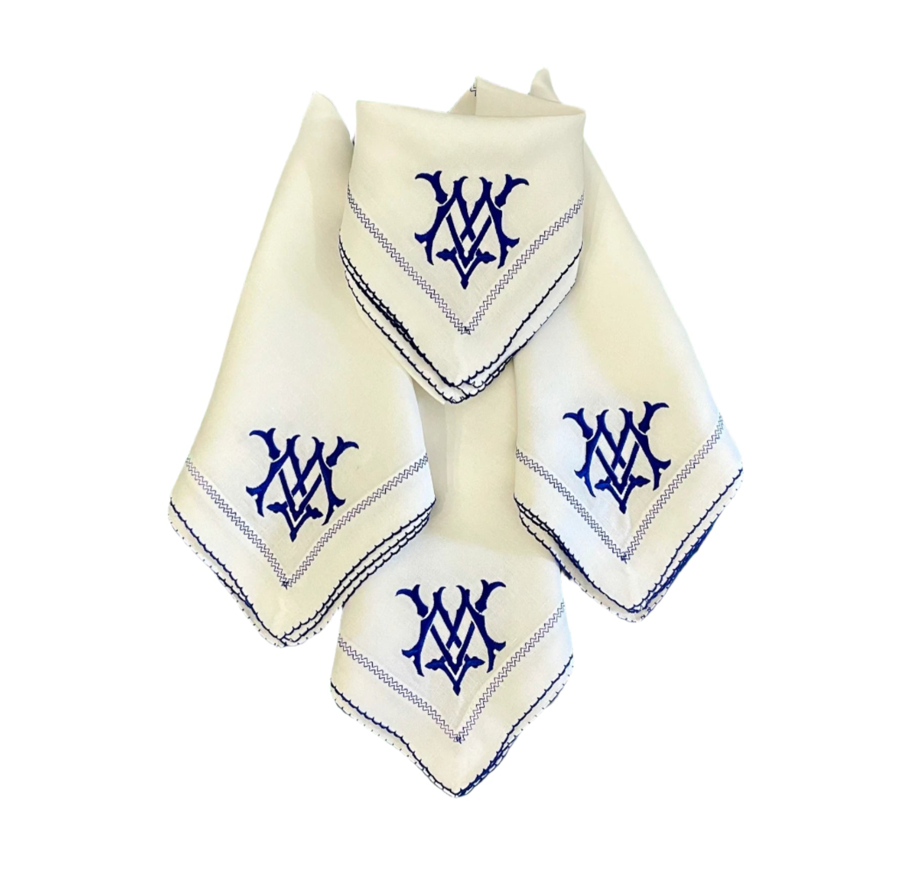 Picot Trimmed Linen Dinner Napkins