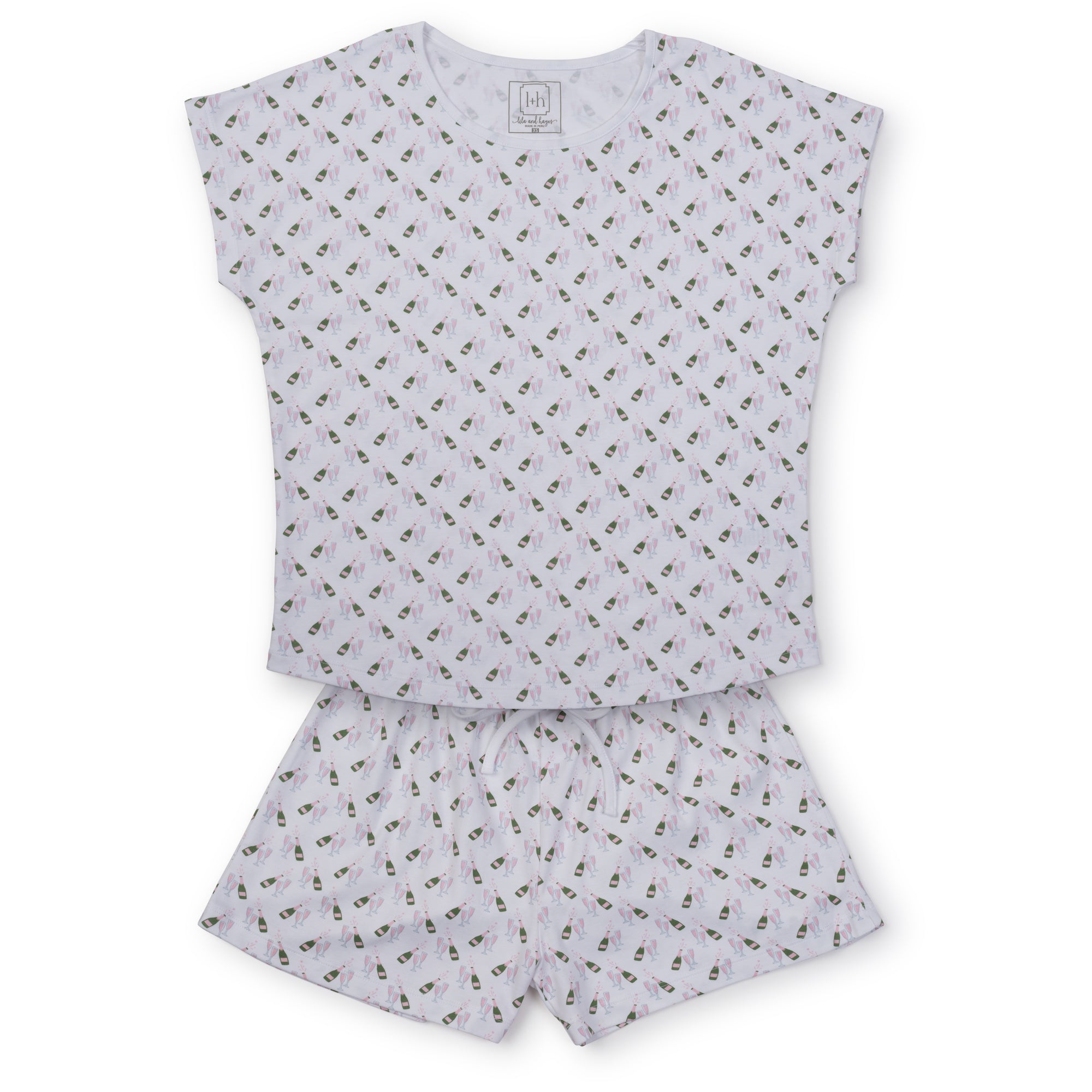 Riley Women's Short Sleeve Top Short Set - Cheers to Champagne