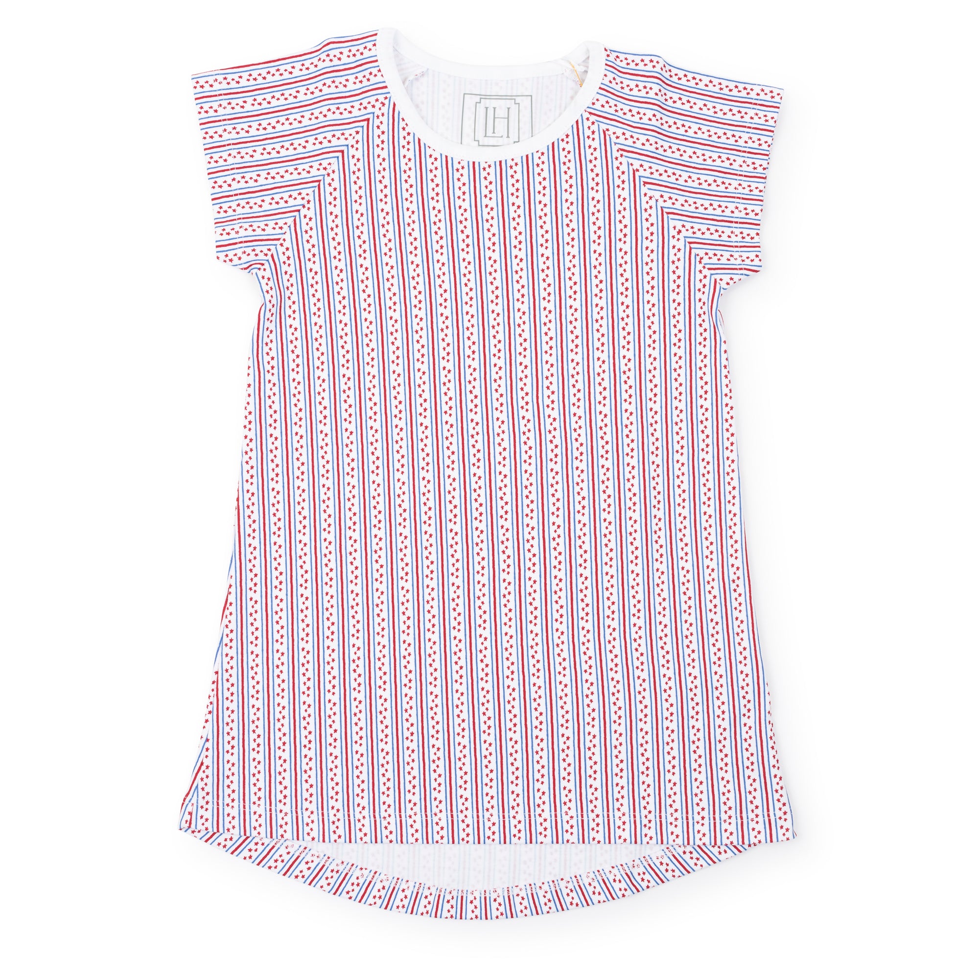 Sadie Short Sleeve Shirt Dress Loungewear-- Stars and Stripes