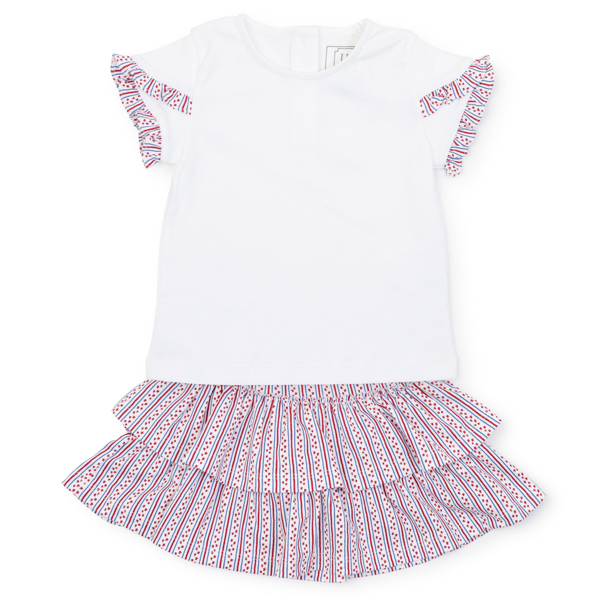 Winnie Girls' Pima Cotton Skirt Set- Stars and Stripes
