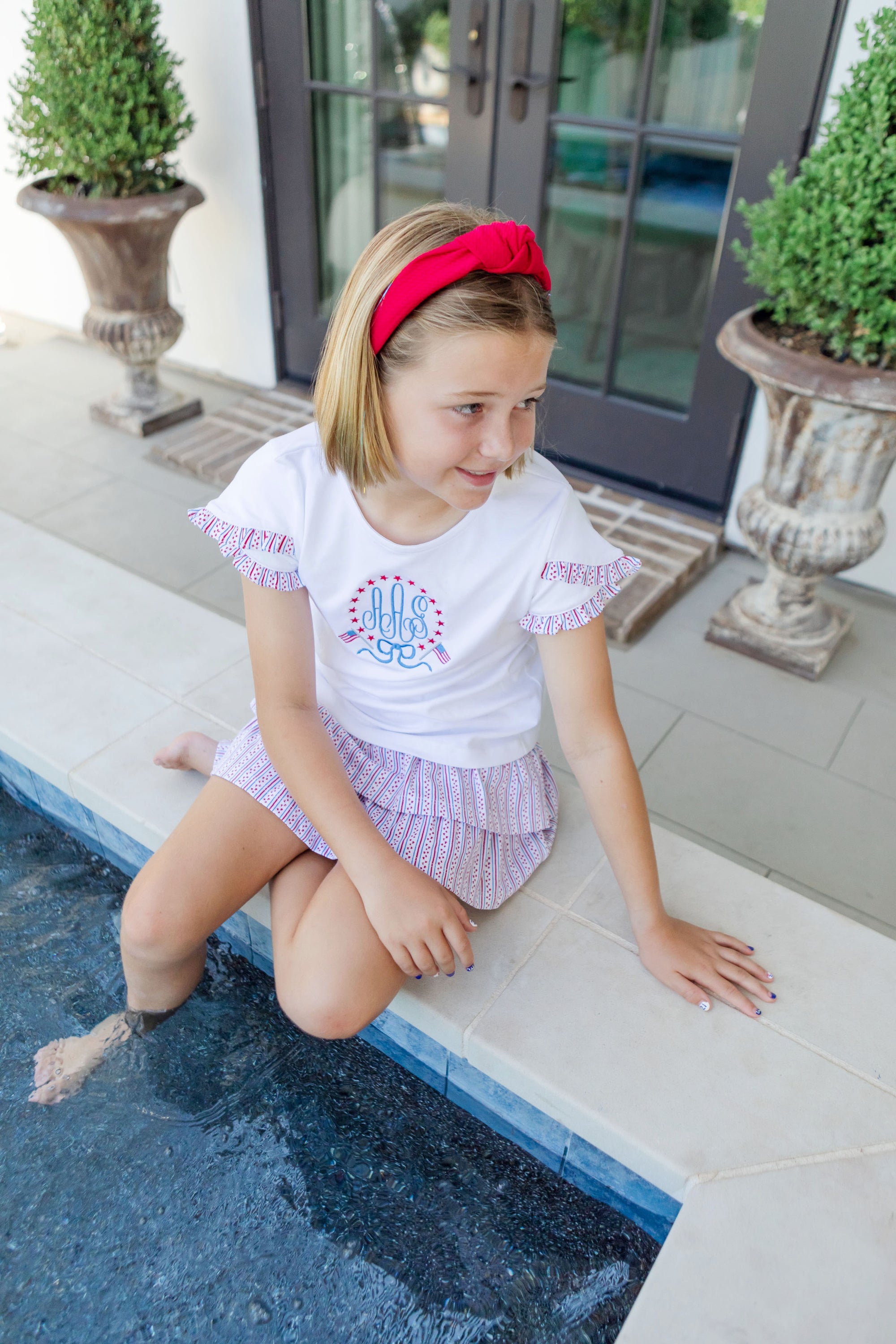 Winnie Girls' Pima Cotton Skirt Set- Stars and Stripes