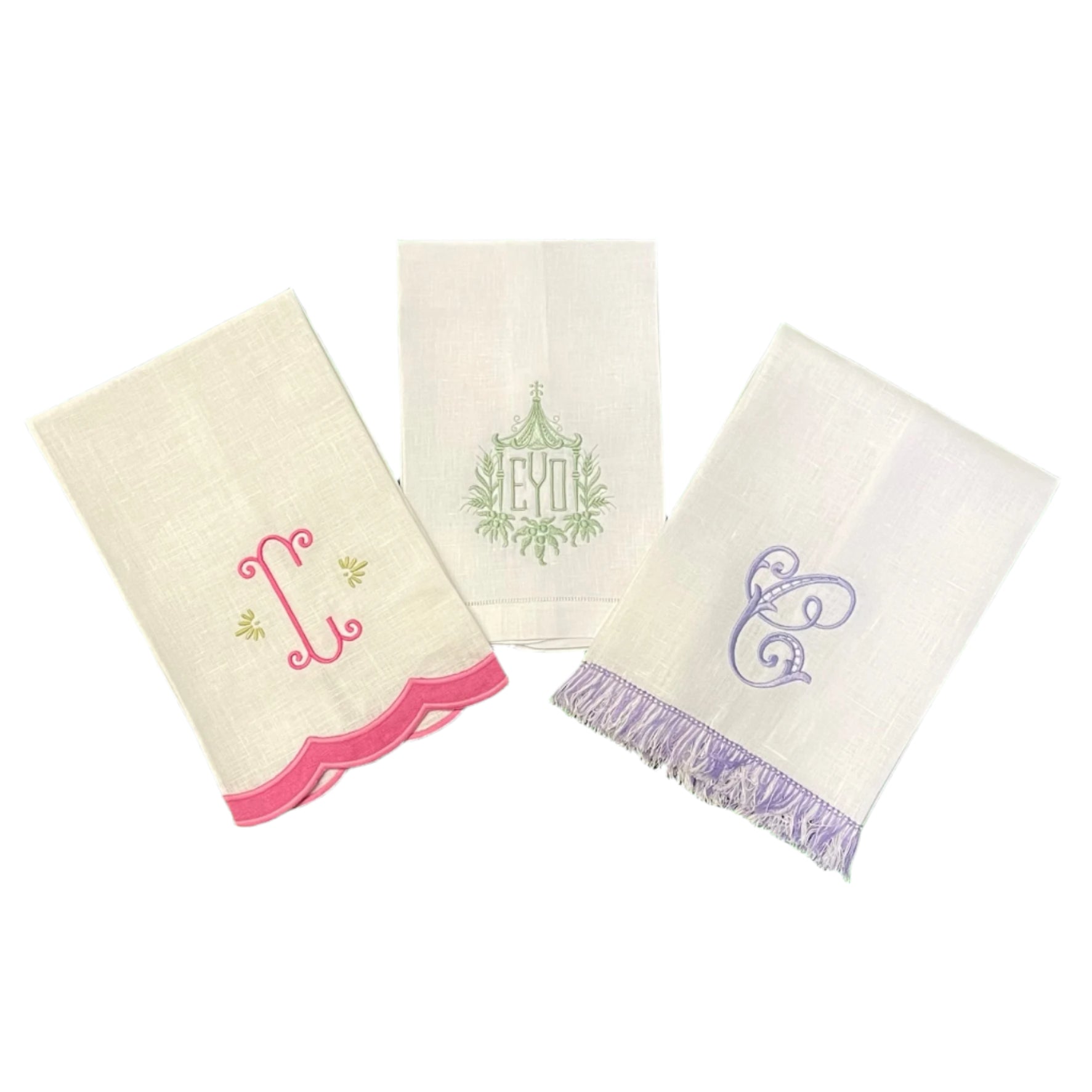 Double Happiness Scalloped Linen Guest Towel