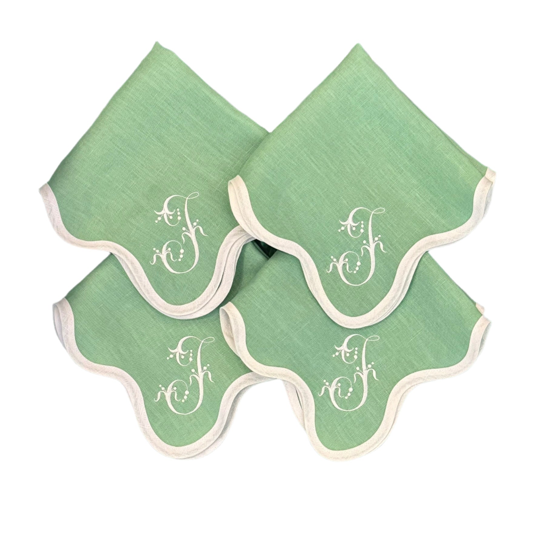 Scalloped Linen Square Napkin or Placemat