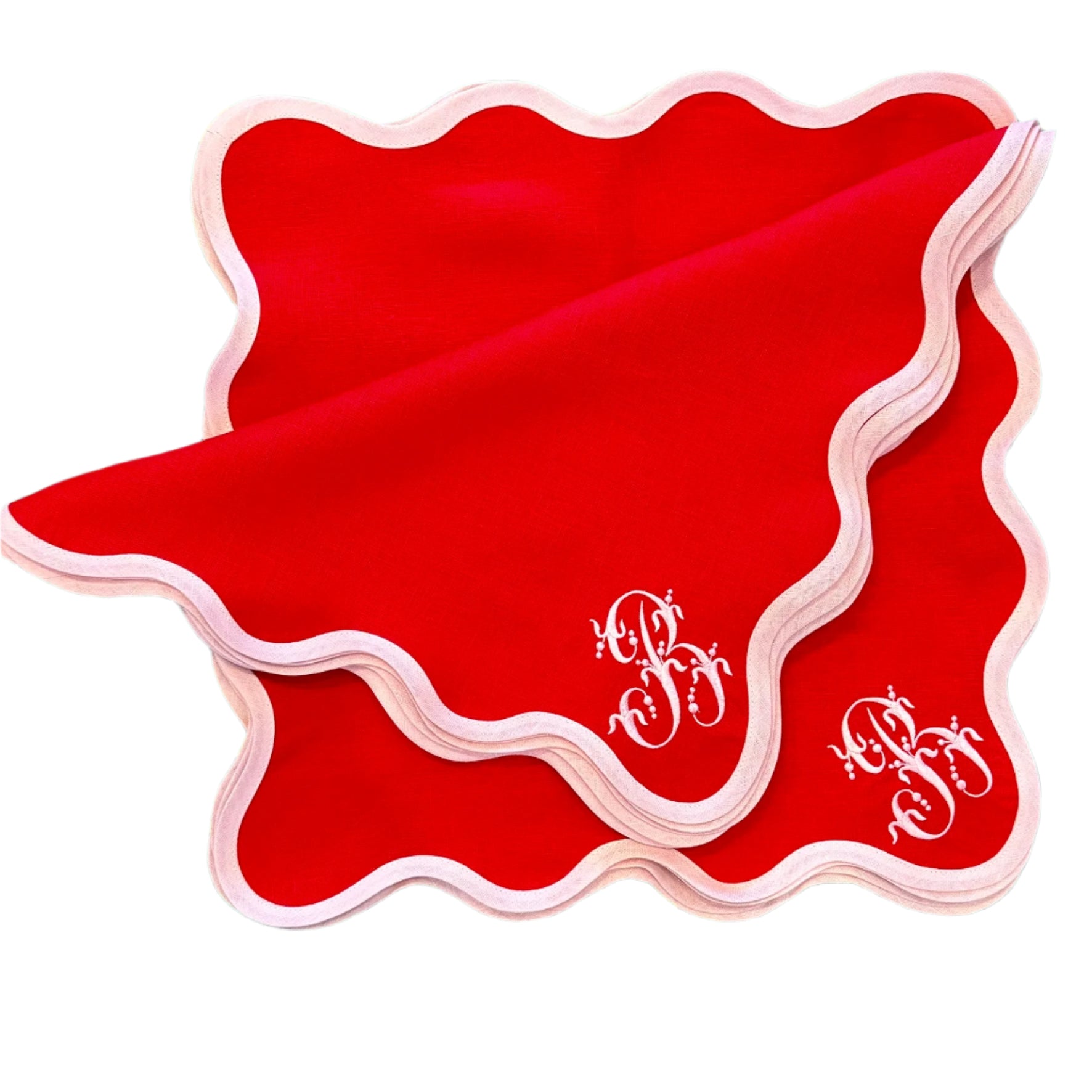 Scalloped Linen Square Napkin or Placemat