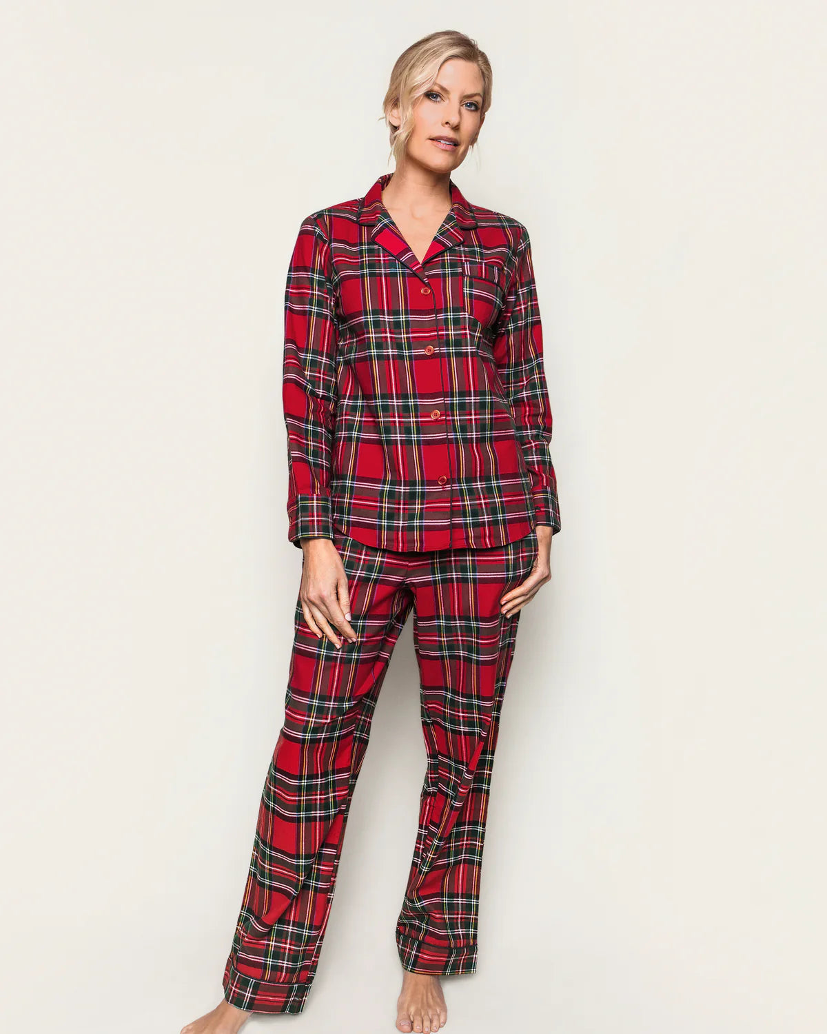 Petite Plume Women's Brushed Twill Pajama Set- Imperial Tartan