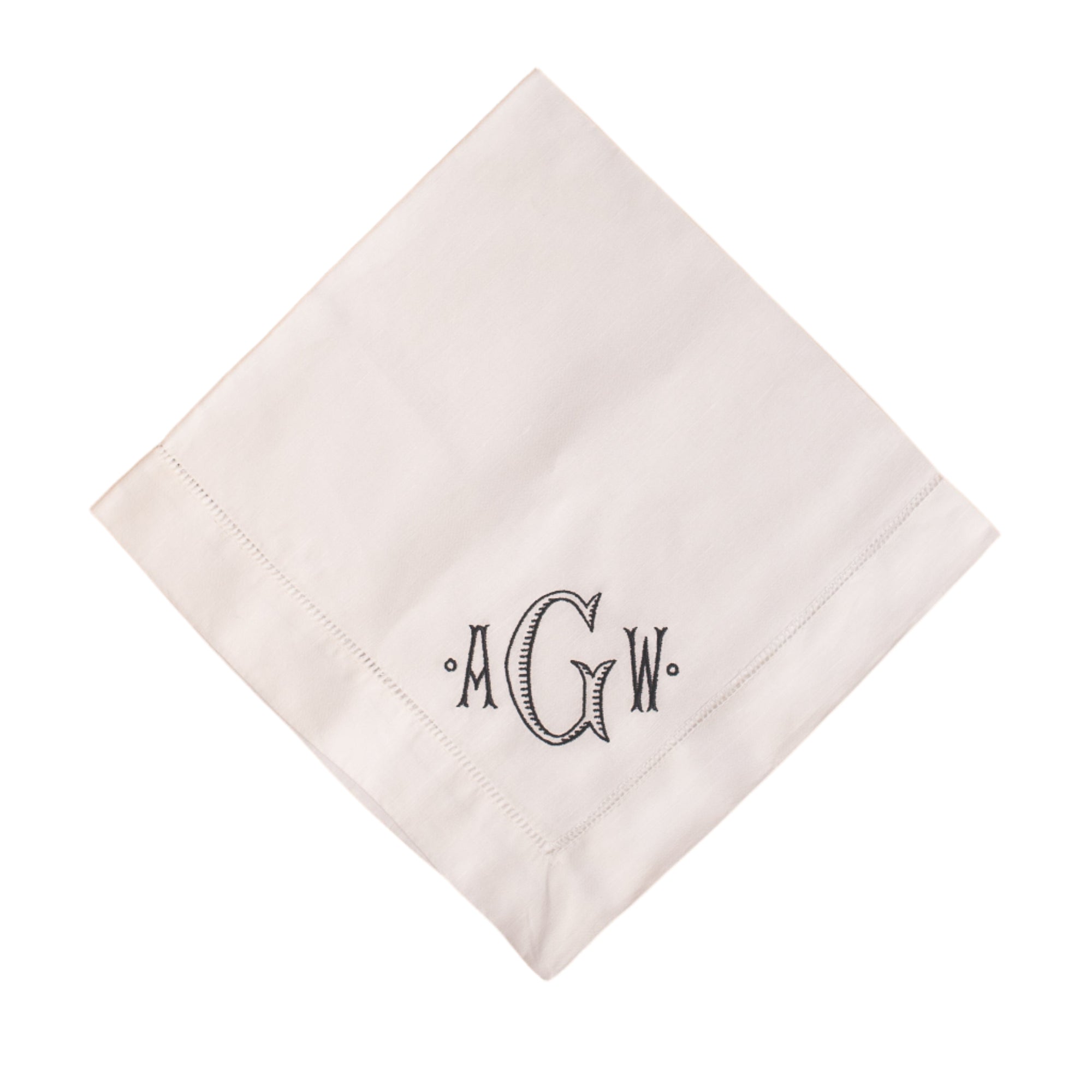 Hemstitched White Linen Dinner Napkins