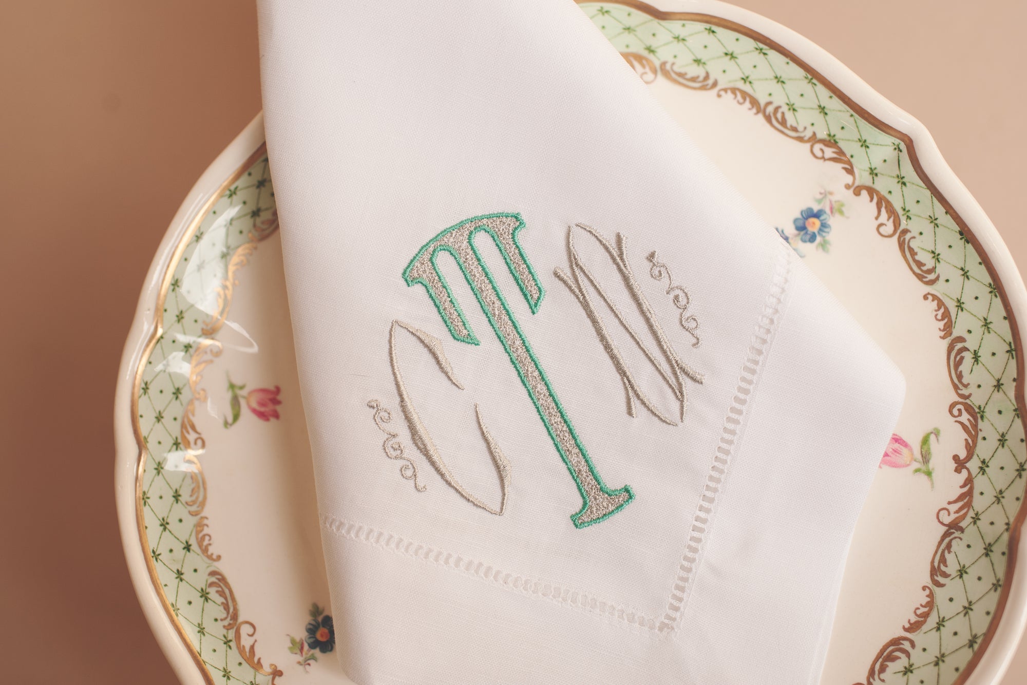 Hemstitched White Linen Dinner Napkins