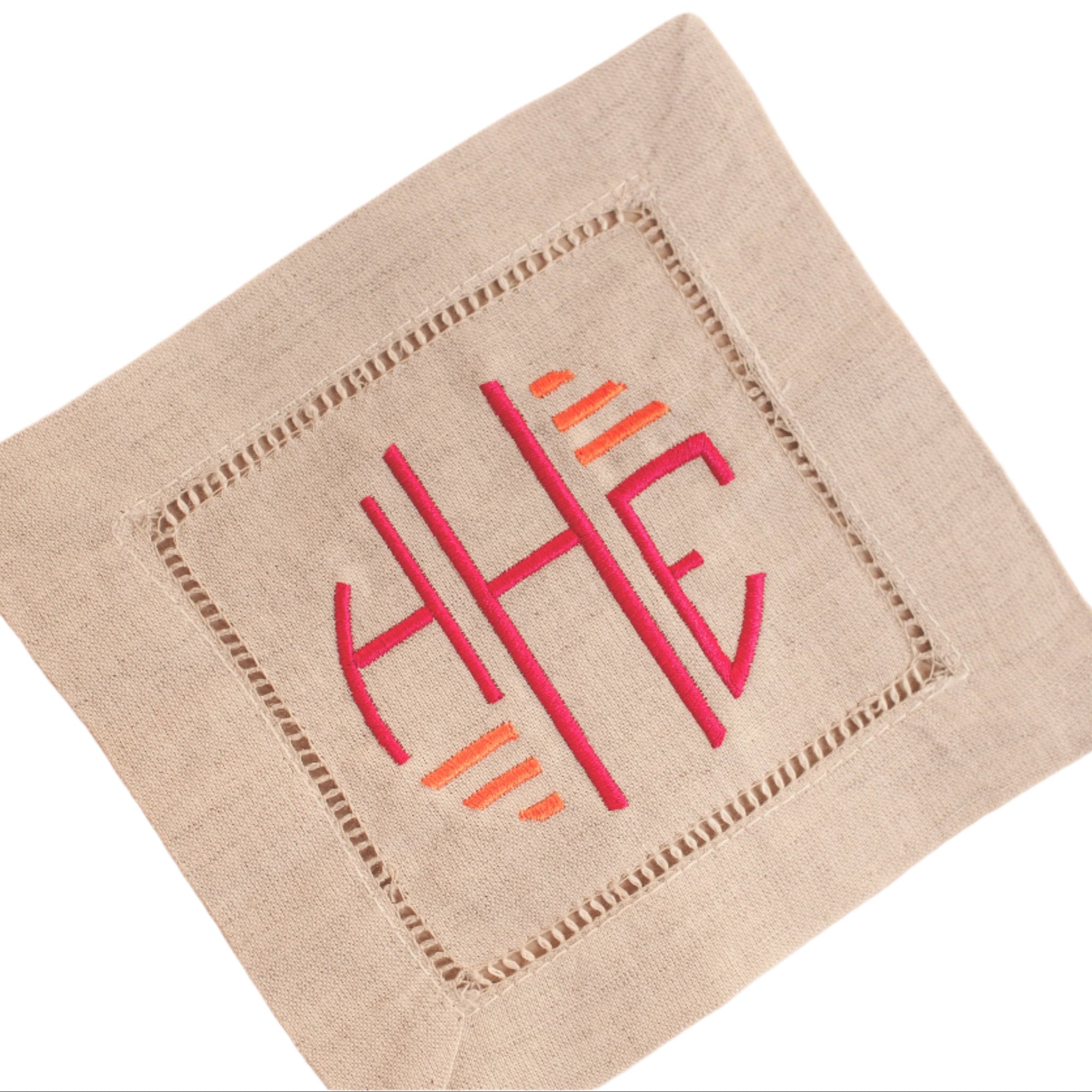 Natural Linen Cocktail Hemstitch Napkins