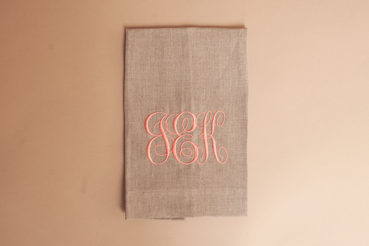 Oatmeal Natural Linen Guest Towel Monogrammed
