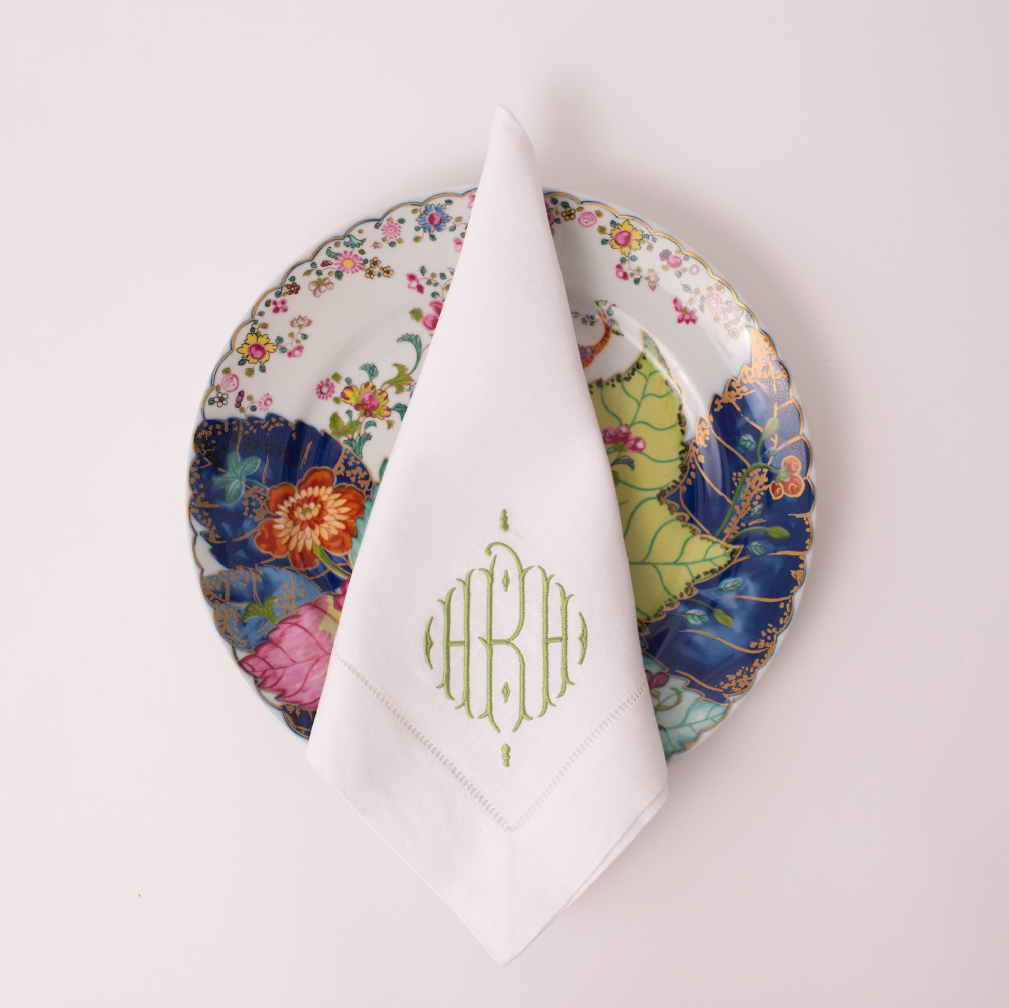 Hemstitched White Linen Dinner Napkins