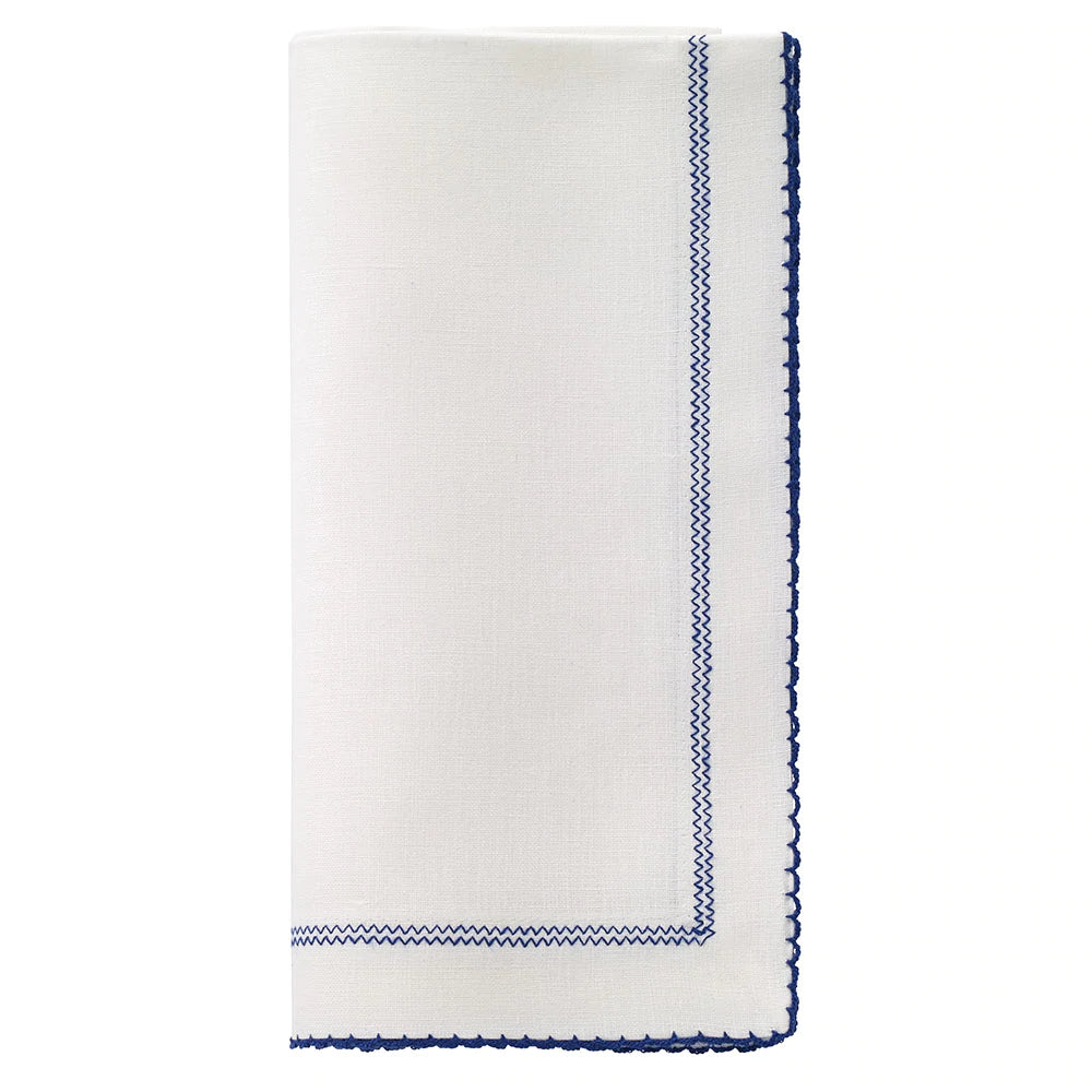 Picot Trimmed Linen Dinner Napkins