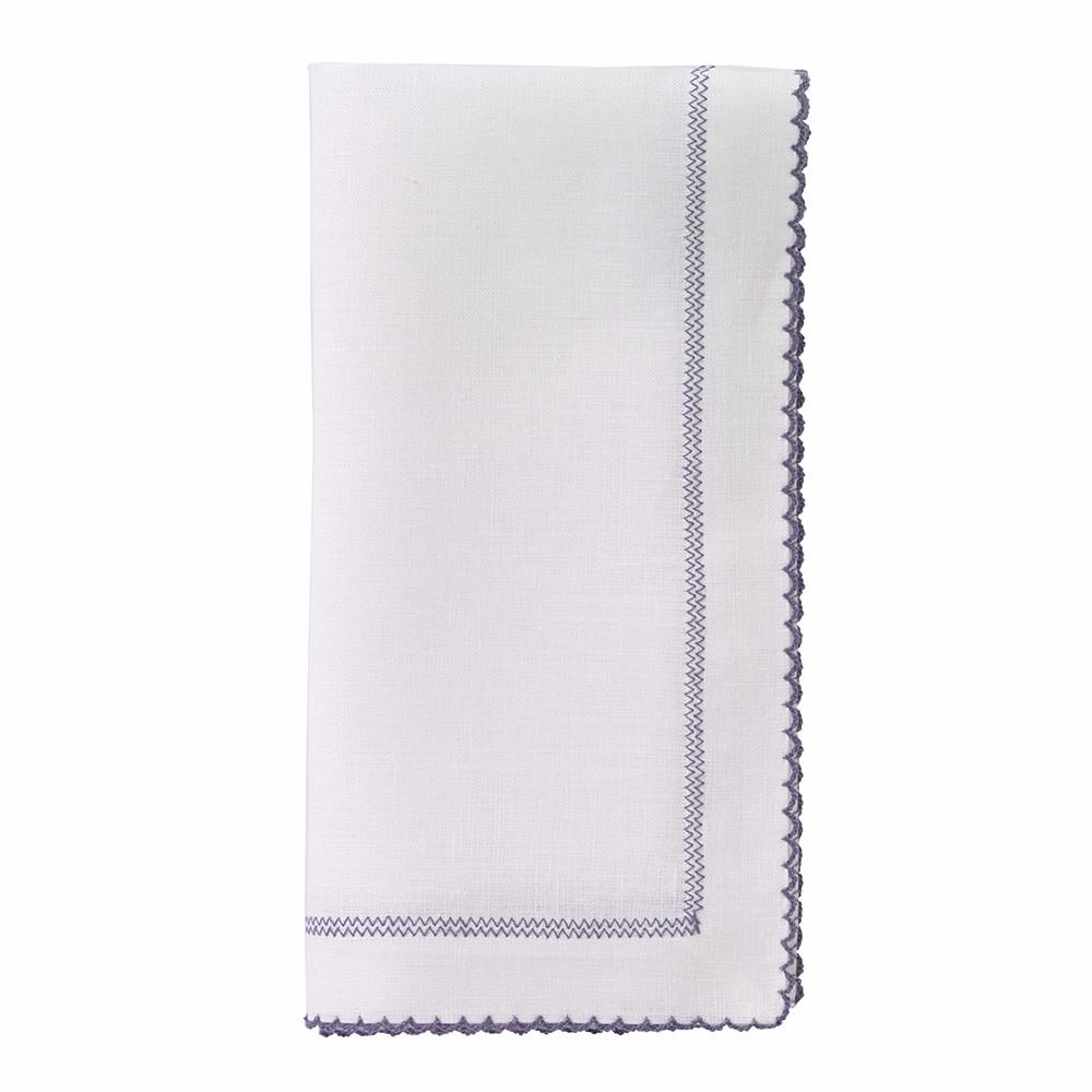 Picot Trimmed Linen Dinner Napkins
