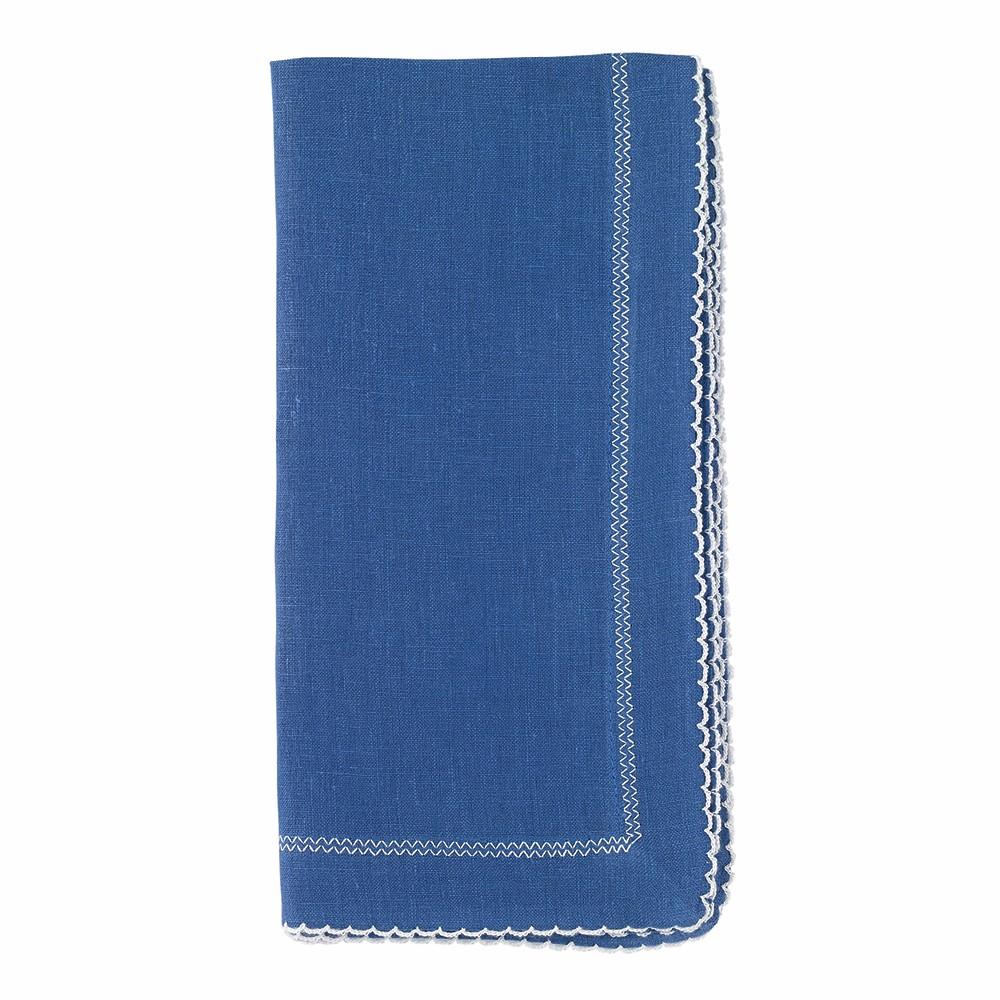 Picot Trimmed Linen Dinner Napkins