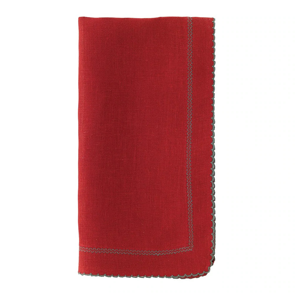 Picot Trimmed Linen Dinner Napkins