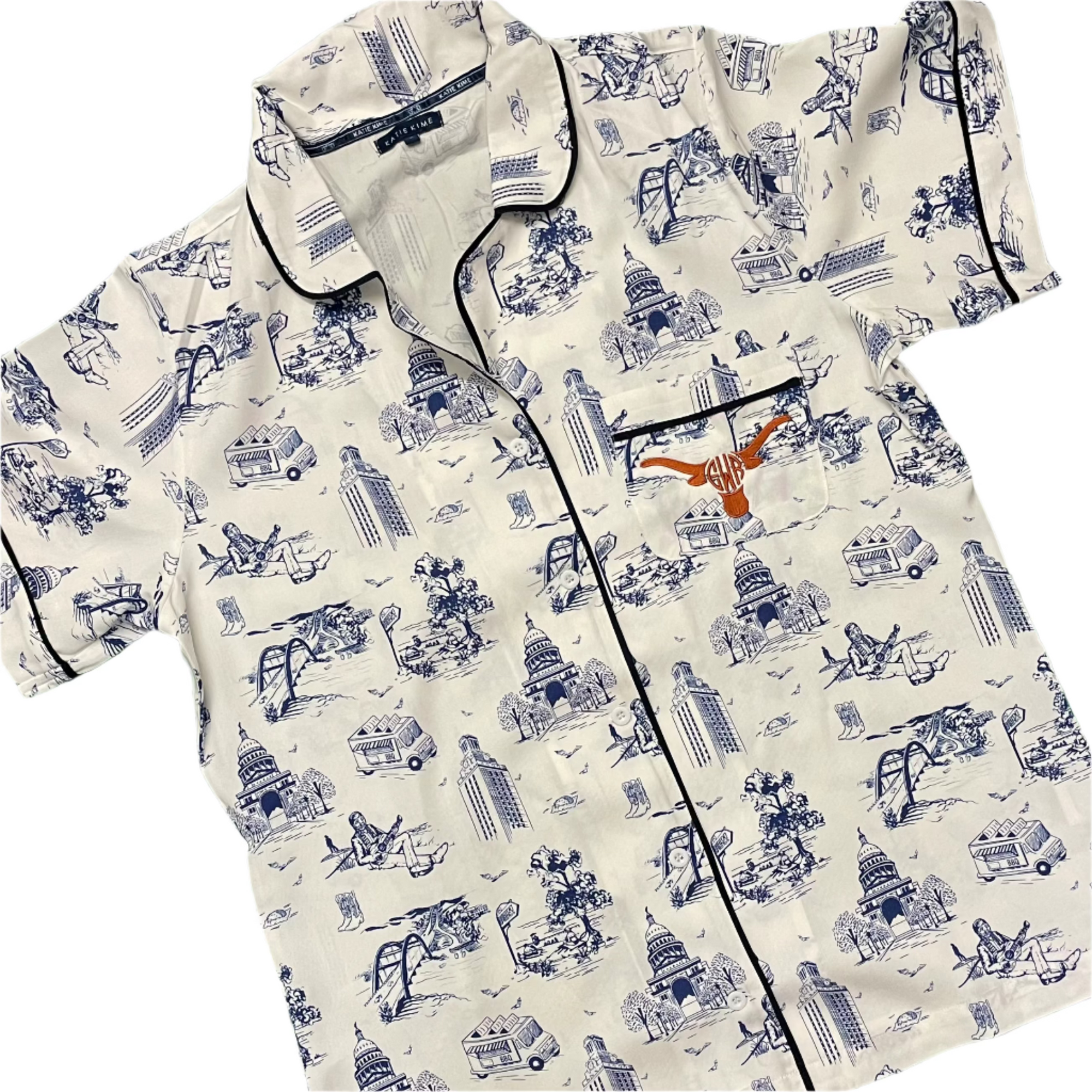 Autsin Toile Pajama Set - Short Sleeve/Pants (Navy)
