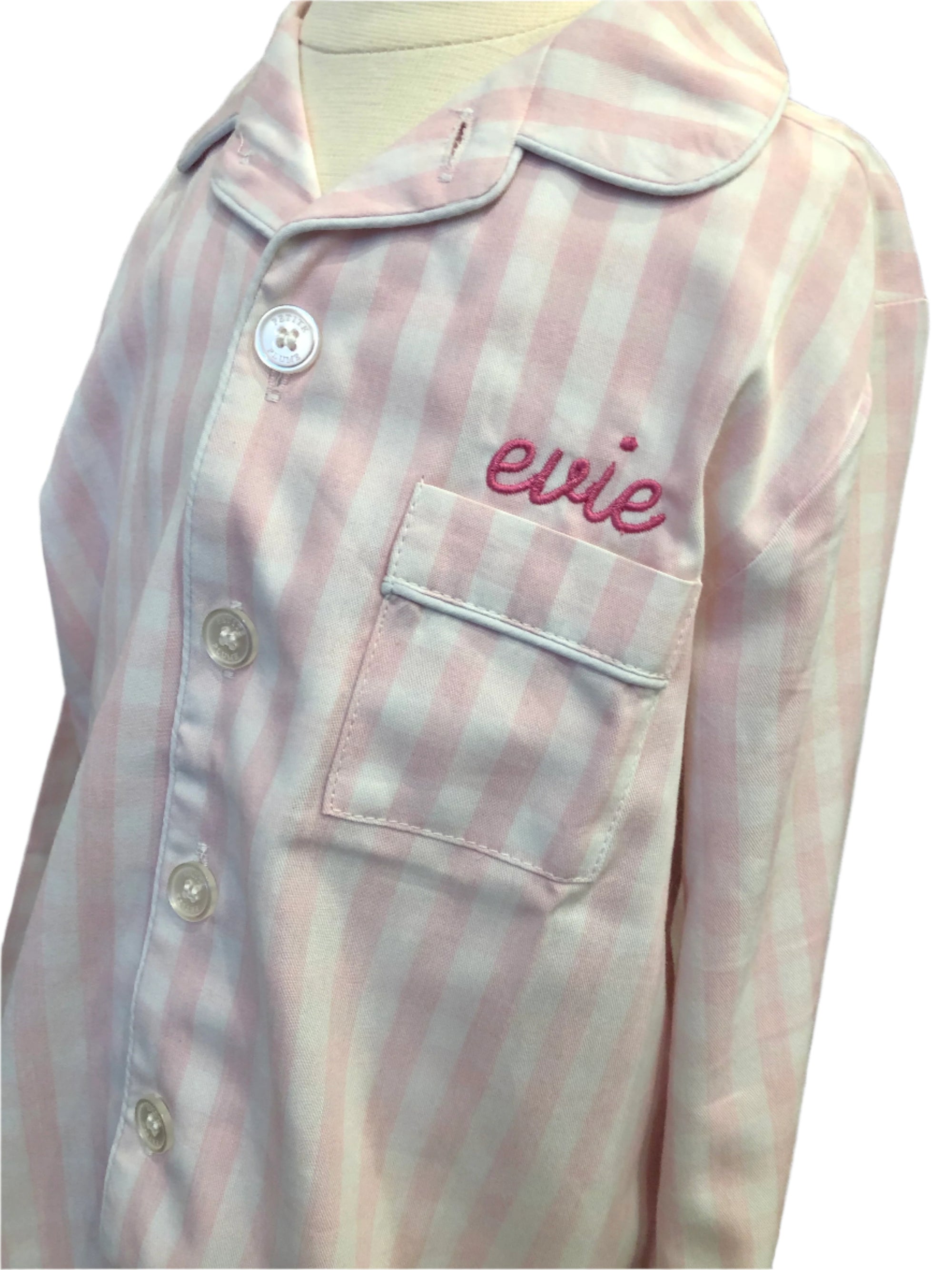 Petite Plume Pink Gingham Long Pajama Set