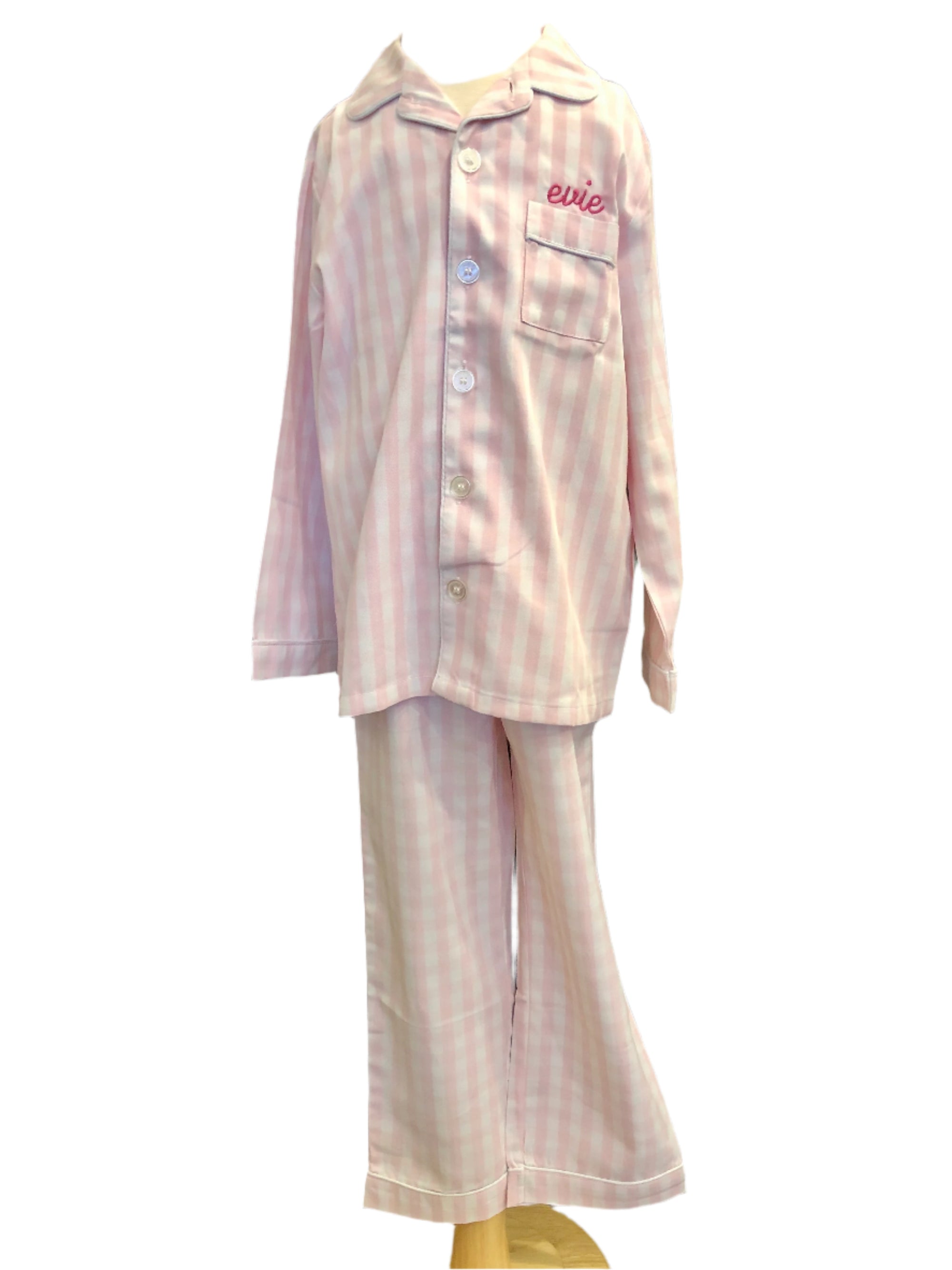 Petite Plume Pink Gingham Long Pajama Set