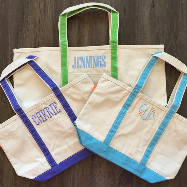 Monogrammed Large Canvas Boat Tote – Texas Craft House