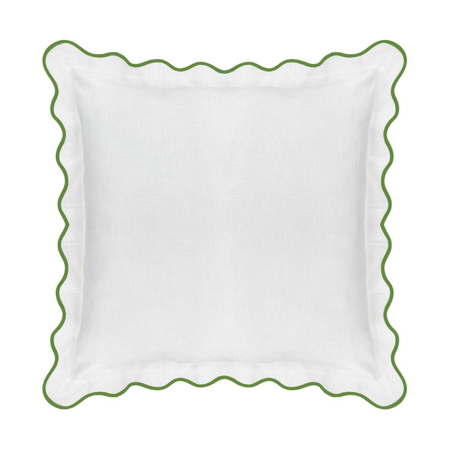 Scalloped Sham, Green / White: Standard, 20" x 26"
