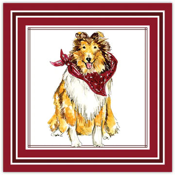 Collie with Maroon Bandana Square Paper Placemat