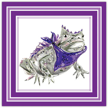 Horned Frog with Purple Bandana Square Paper Placemat