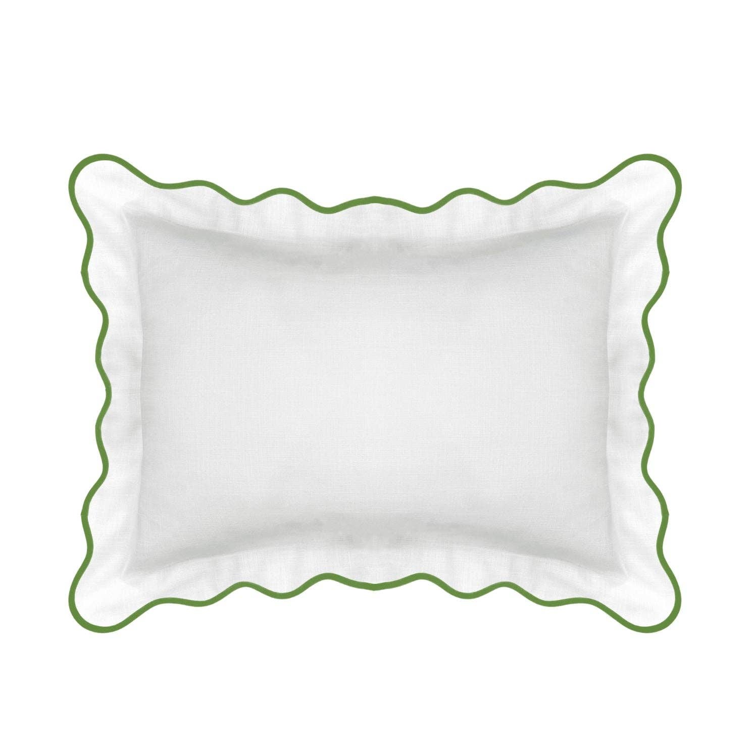 Scalloped Sham, Green / White: Standard, 20" x 26"