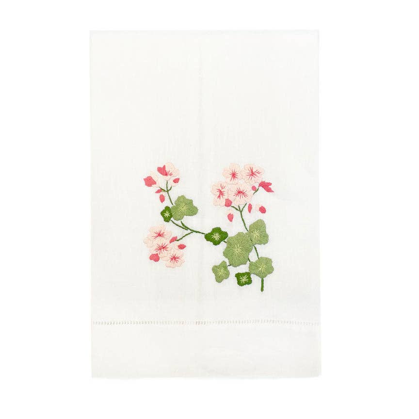 Ouisie Pink Hand Embroidered Guest Towel