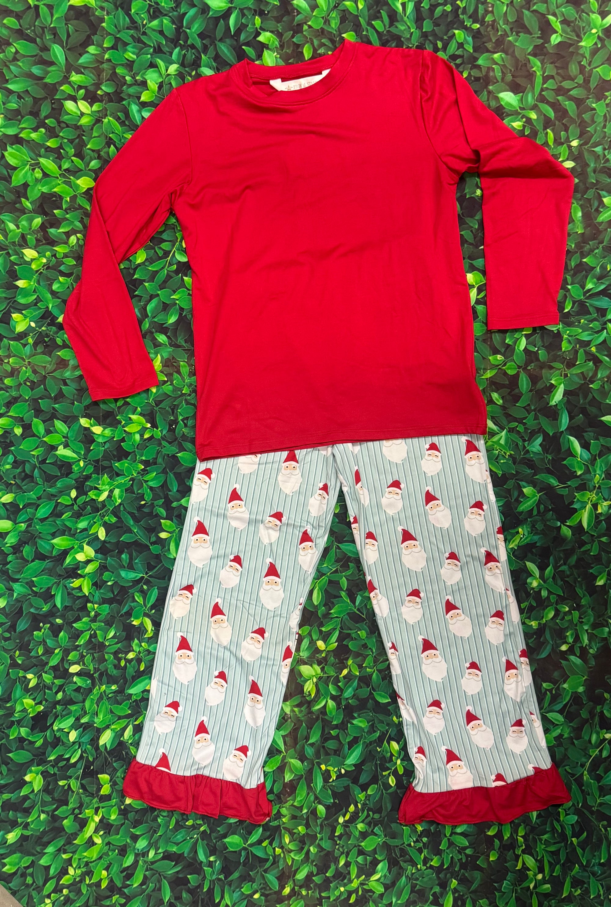 Girls Jolly Santa Ruffle Pant PJ Set