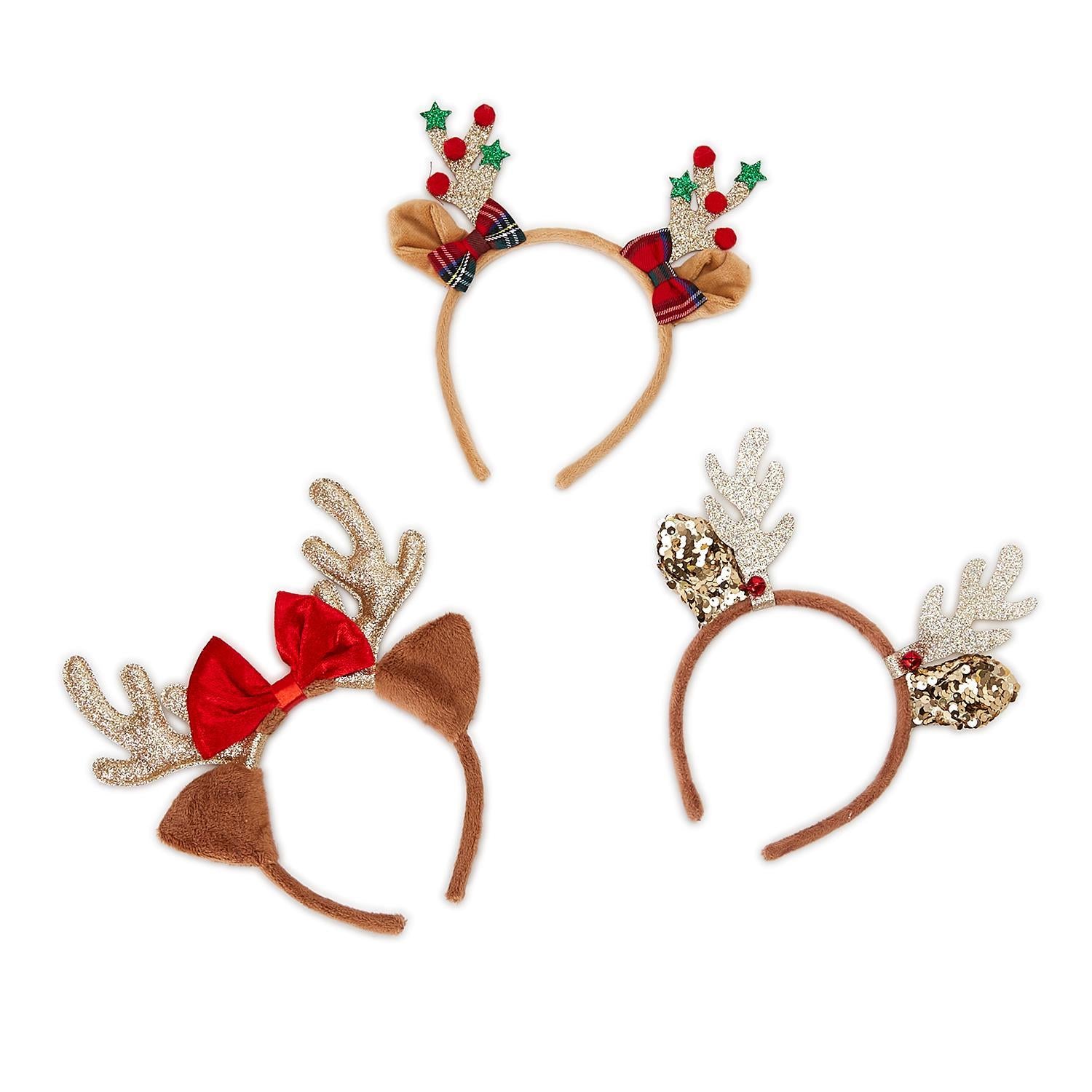 Glitter Antler Headbands w/Holiday Accents