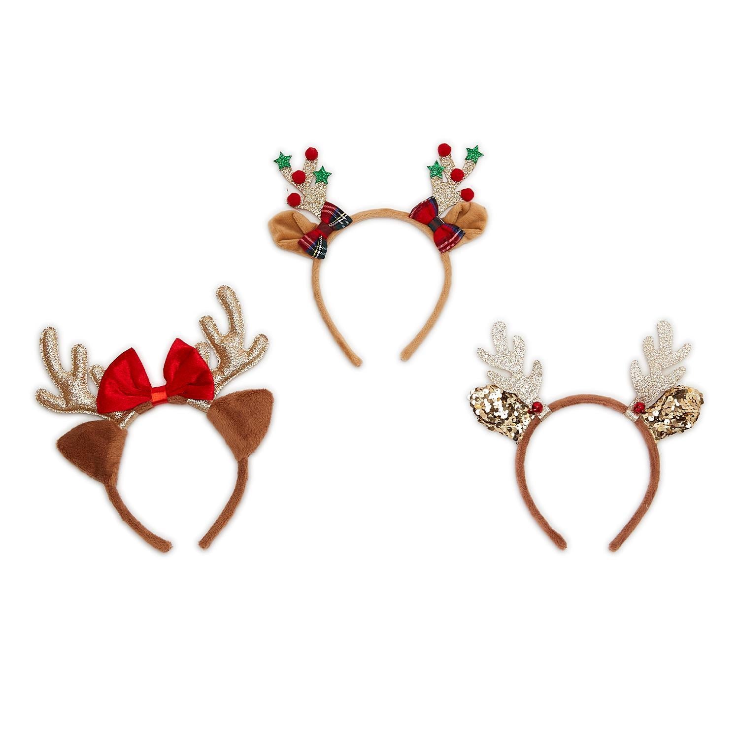 Glitter Antler Headbands w/Holiday Accents