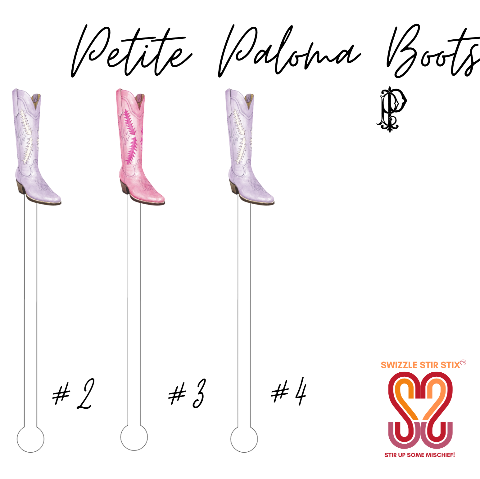 Petite Paloma Boots Swizzle Stir Sticks