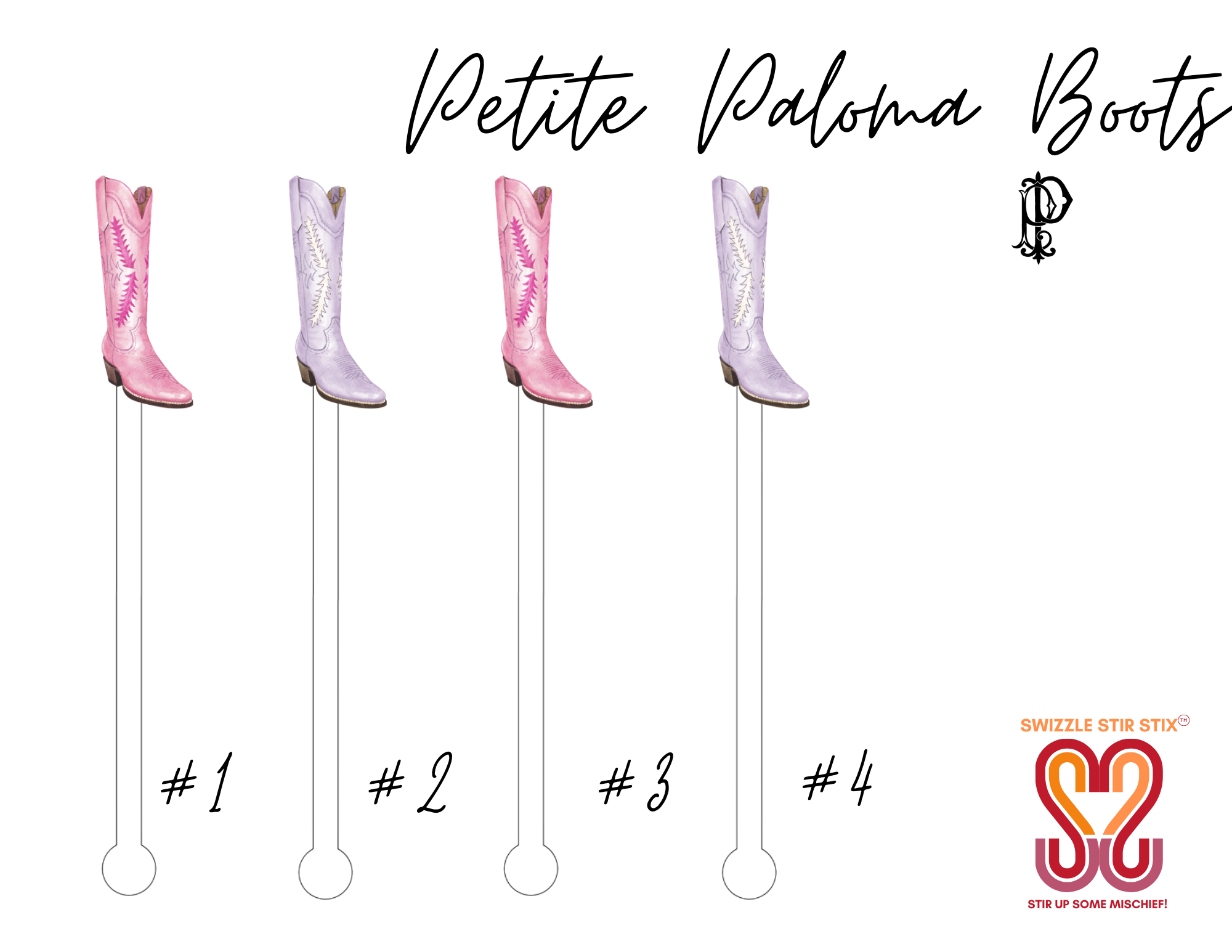 Petite Paloma Boots Swizzle Stir Sticks