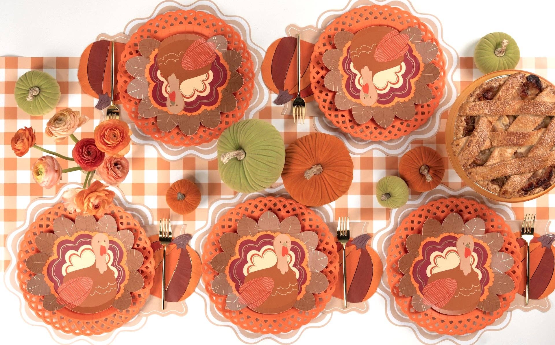 Orange Basketweave Dinner Plates