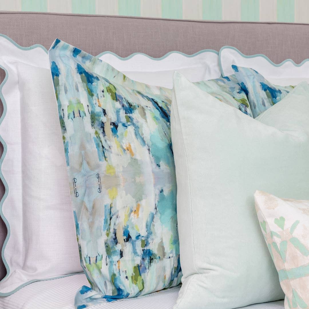 Scalloped Sham, Blue / White: Standard, 20" x 26"