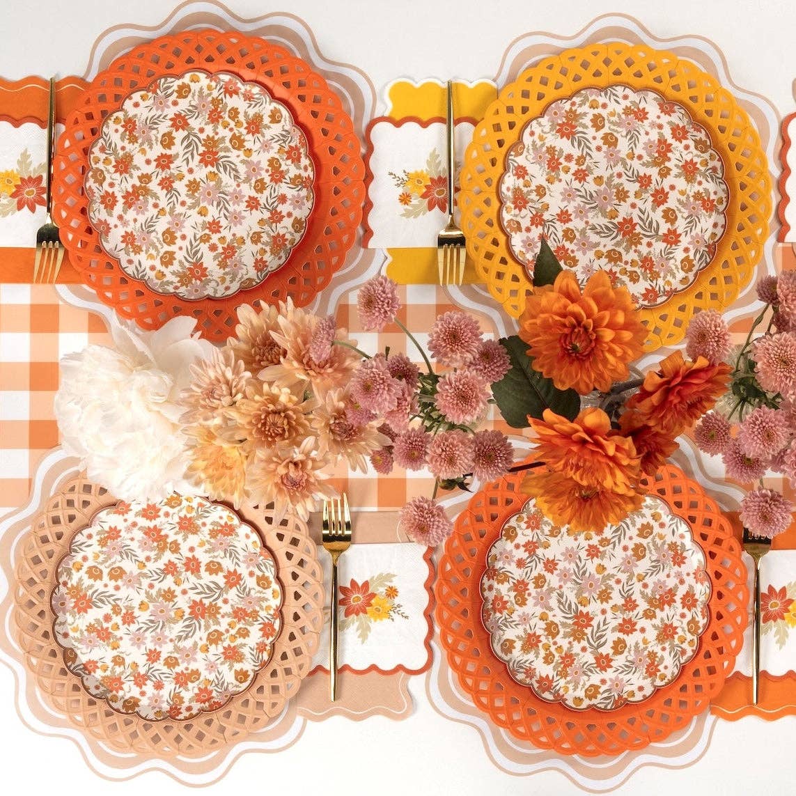 Orange Basketweave Dinner Plates