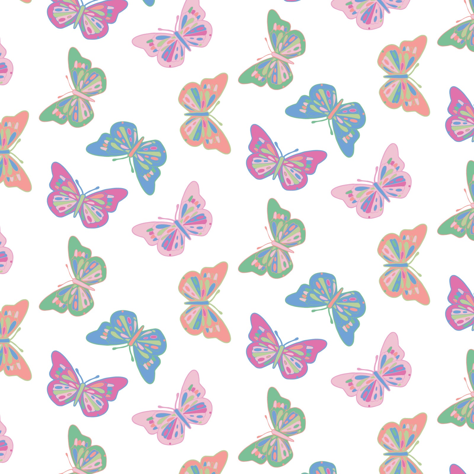 Alden Girls' Bright Butterflies Two Piece Pima Cotton Pajamas