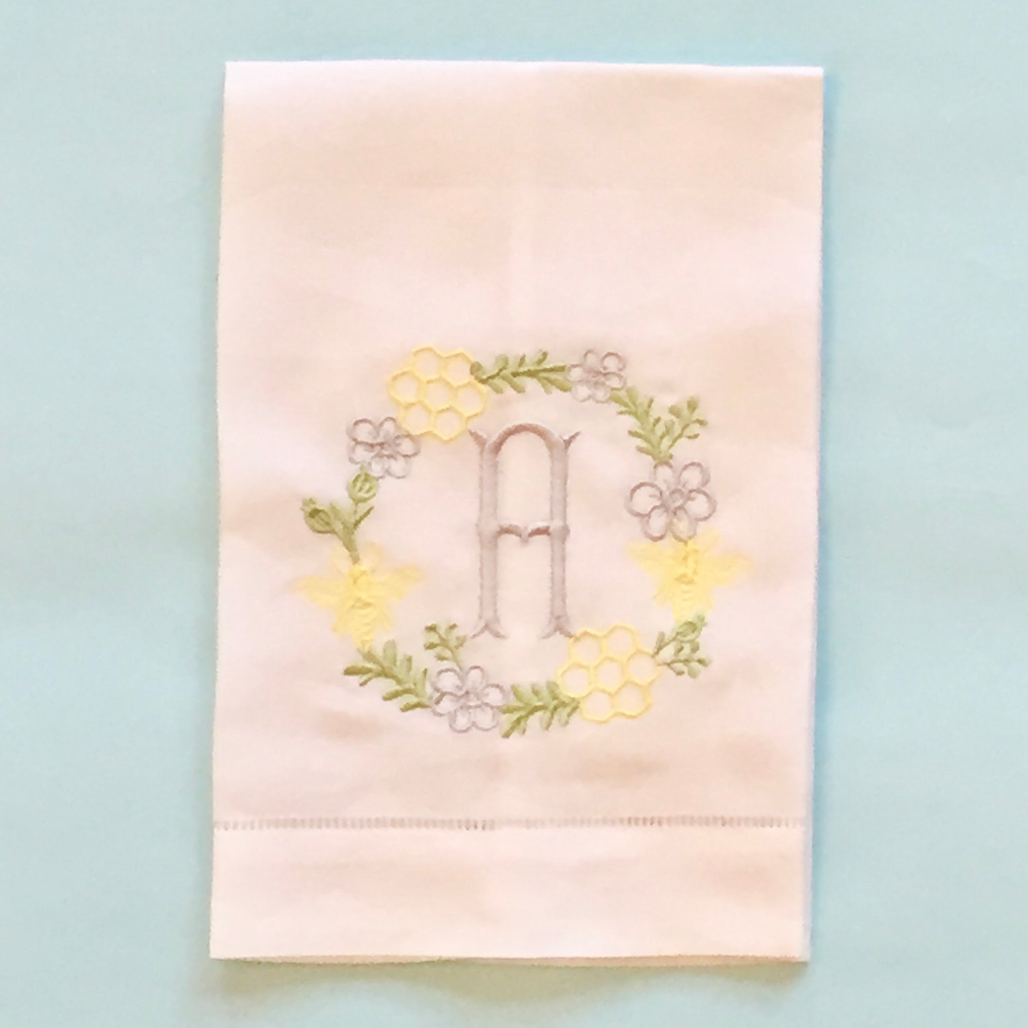 White Hemstitched Linen Guest Towel