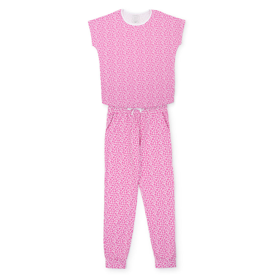Melanie Women's Pajama Jogger Pant Set- I Heart You Pink