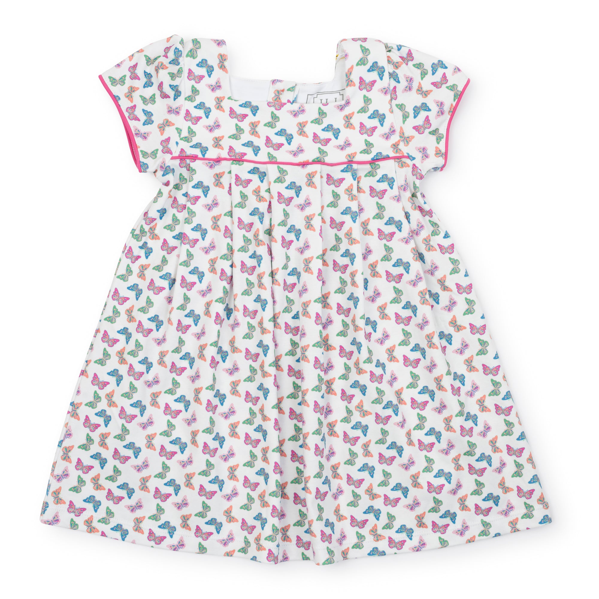 Lizzy Girl's Woven Pima Cotton Dress-- Bright Butterflies