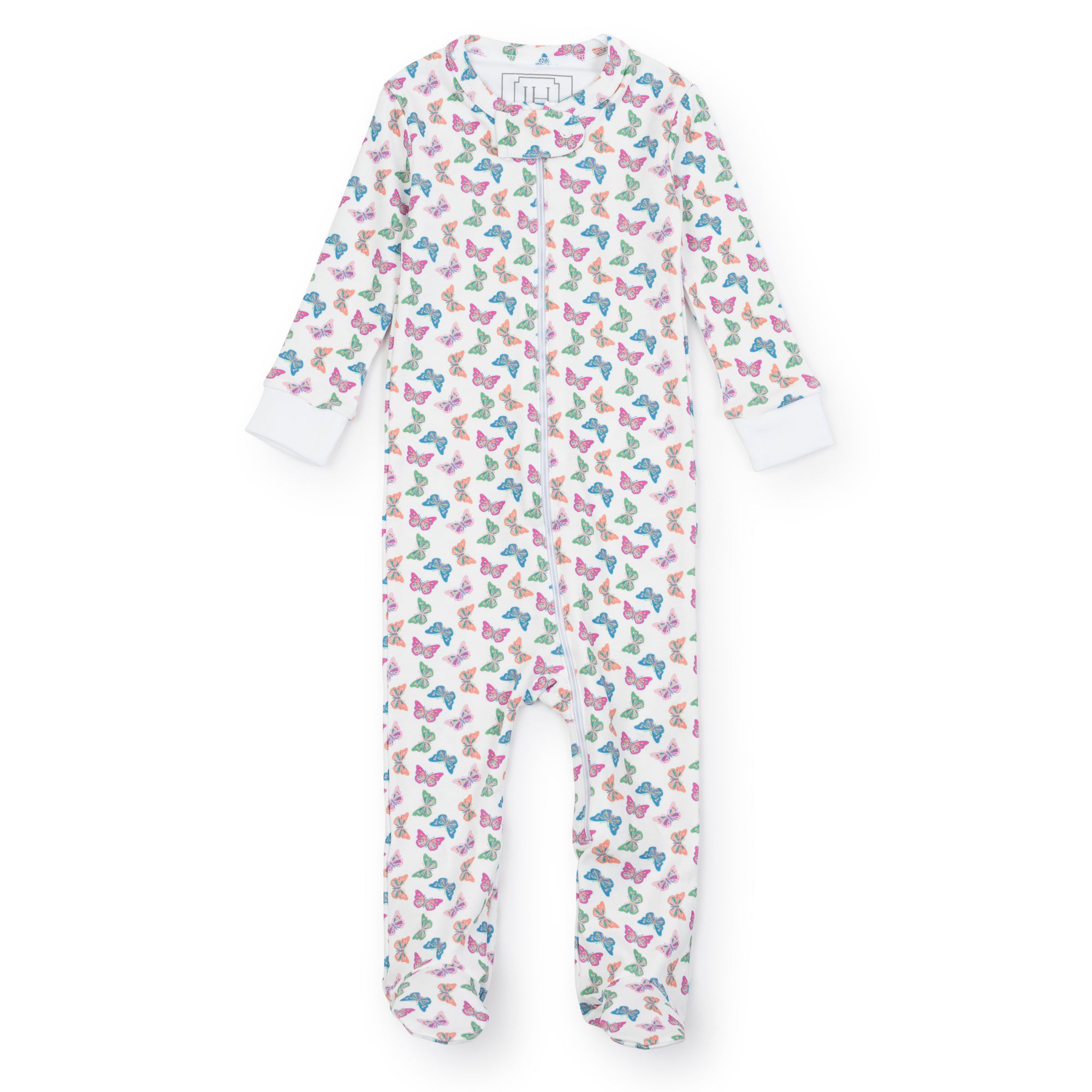 Parker Zipper Pima Cotton Pajamas-- Bright Butterflies