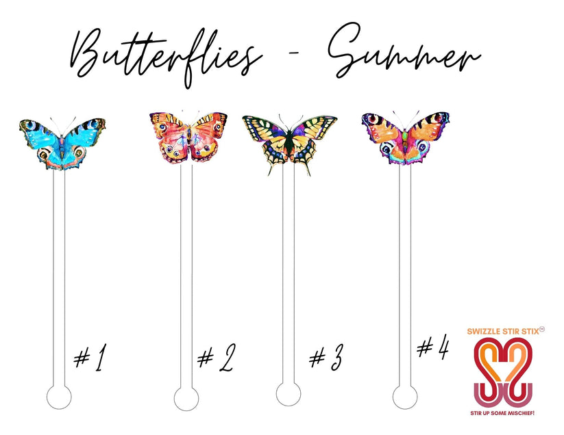 Summer Butterfly Swizzle Stir Sticks