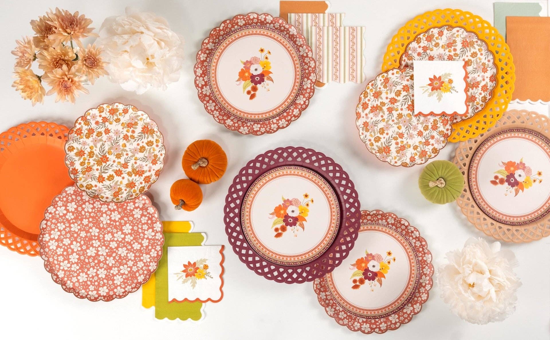 Orange Basketweave Dinner Plates